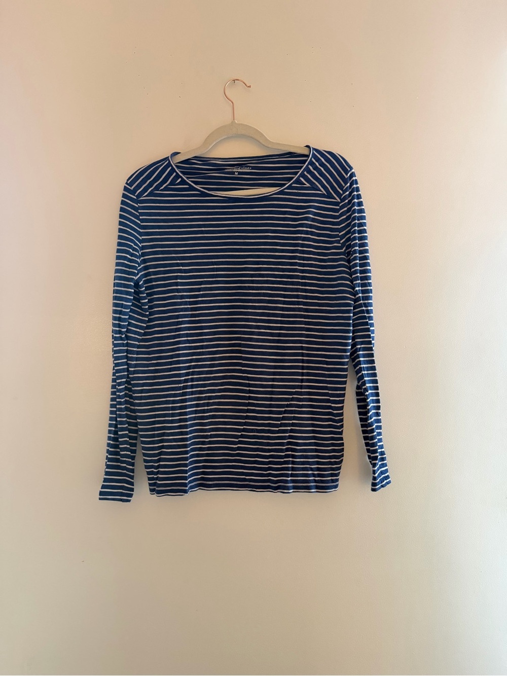 Vineyard Vines Navy and White Striped Long-Sleeve Tee